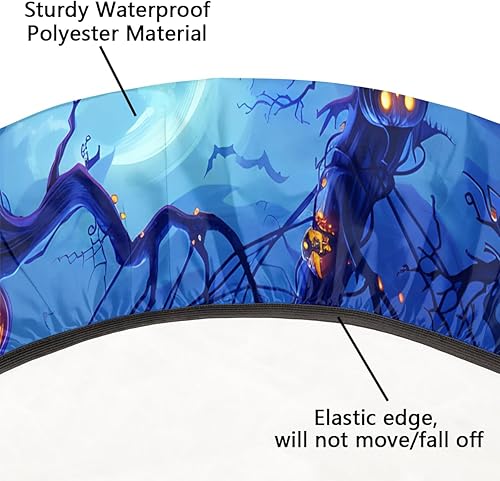 Miniatura 332 de Mantel redondo ajustado con diseño de mandala de flores, mantel circular bohemio y colorido con borde elástico, impermeable, lavable, de poliéster