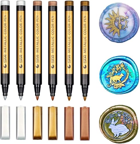 ONWINPOR - Juego de rotuladores metálicos para sellar cera, para decorar cera, sellador de cera, para sellar cera, palitos de cuentas, herramienta