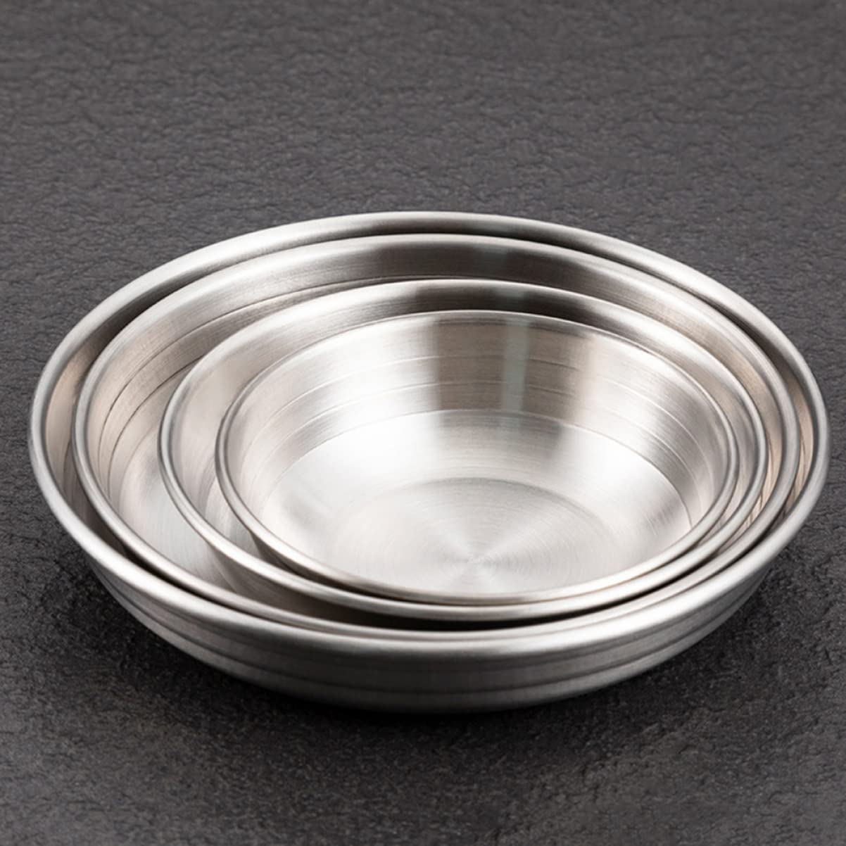 COLLBATH 1pc Pickle Dish Dipping Sauce Dish Serving Dish Circle Tray Dinnerware Dish Small Sauce Plate Side Dish Bowls Mini Dipping Food Tray Side Dish Plate Silver 304 Stainless Steel