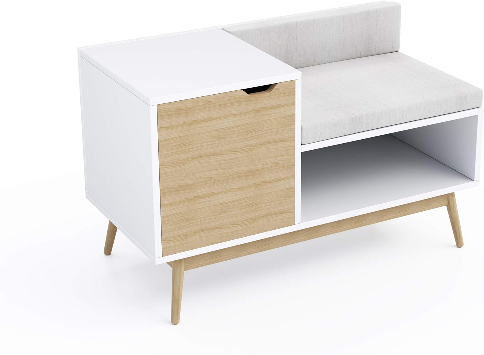 Jamesdar Blythe Sectional Storage Bench, White/Natural