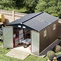 Outdoor Steel Storage Shed with Floor Frame 10 x 12 ft, Brown