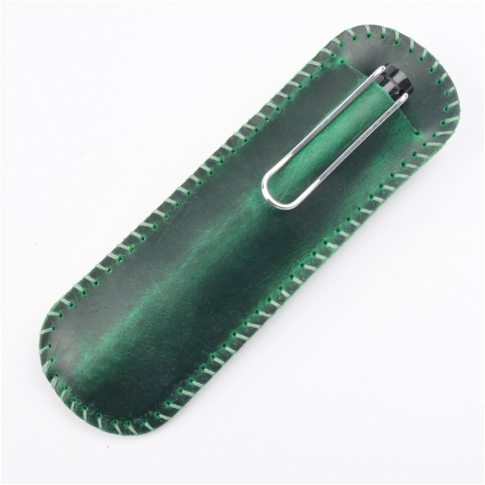 DUMRALBQE Wooden Jewelry Box Vintage Leather Pen Case Handmade Stitching Storage for Storage and Organization(Dark Green)