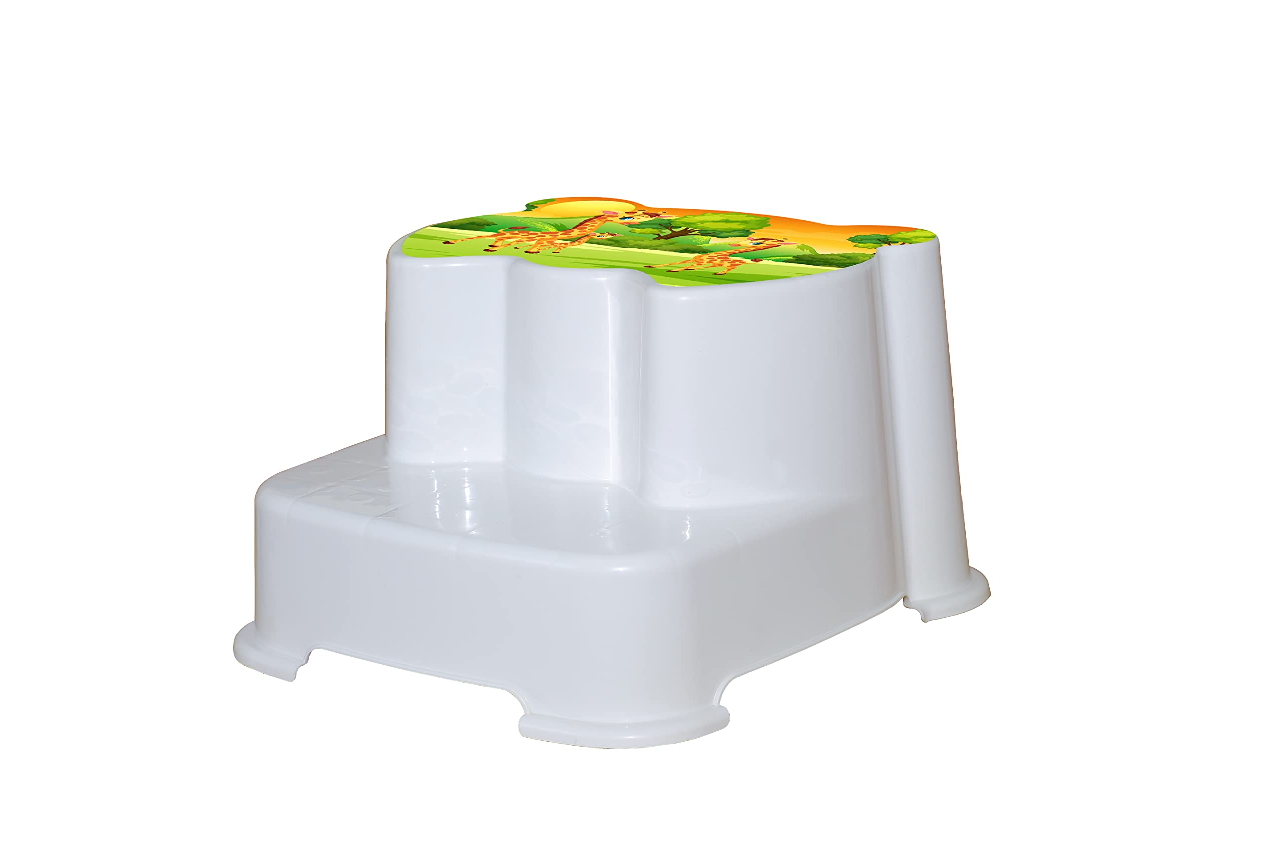 Techhark® Kids Toilet Training Set with Step Stool and Potty Seat, Safari Giraffe Design, White - Image 2 thumbnail