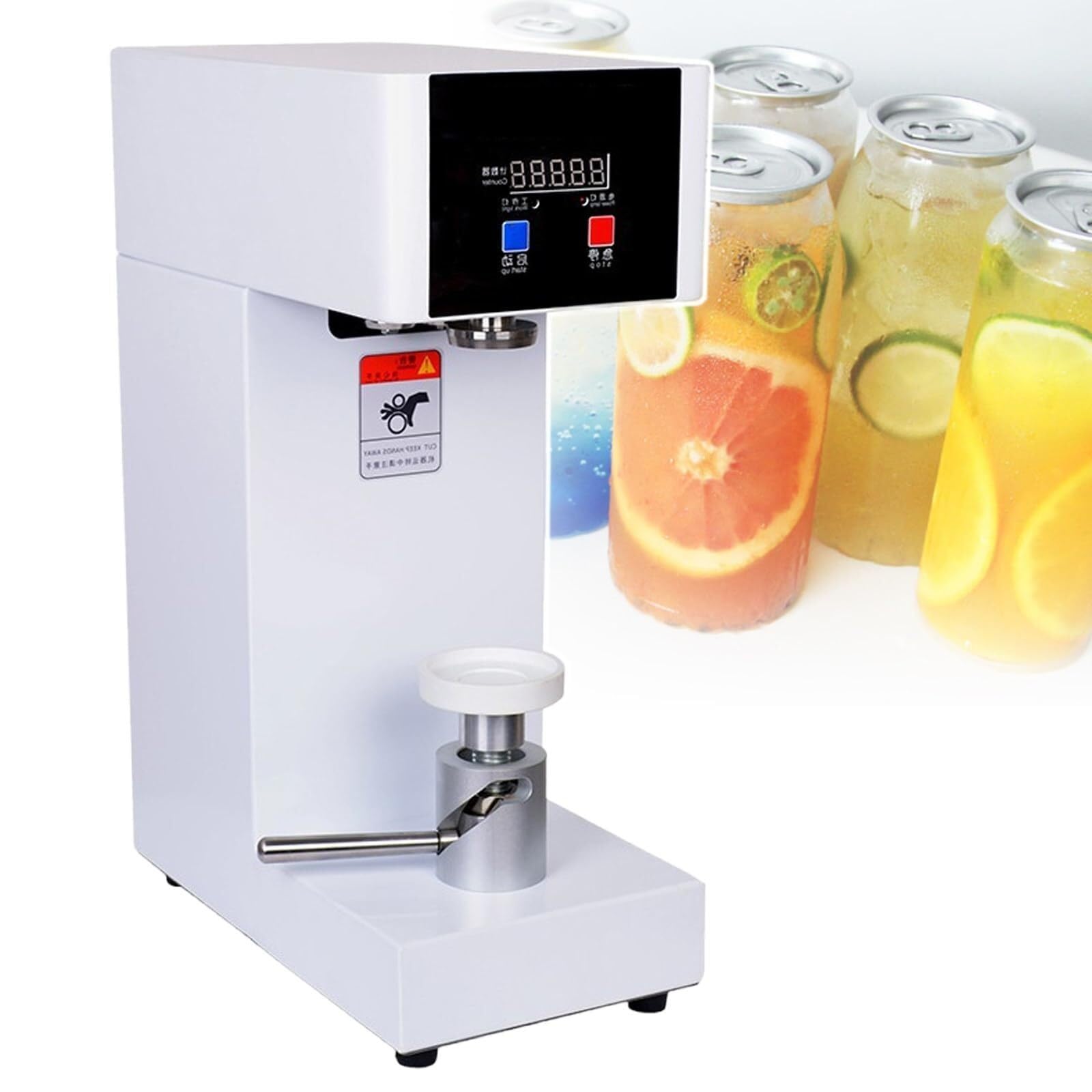 Macchina sigillatrice per bicchieri, aggraffatrice elettrica per lattine con avvio a un tocco, altezza di saldatura regolabile da 5,7" a 7,9", pulsante di arresto di emergenza, display digit