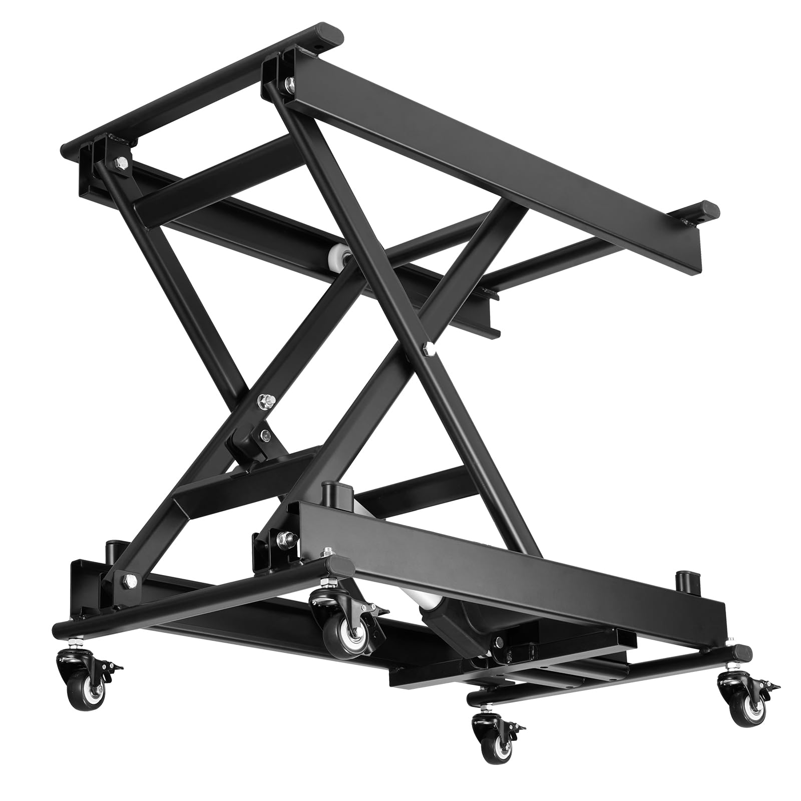 VEVOR Mesa Elevadora Eléctrica de Tijera Simple con Capacidad para 150 kg, Altura de Elevación de 200-710 mm, Mesa Elevadora de Café con 4 ruedas, para Manipulación y Transporte de Materiales, Negro