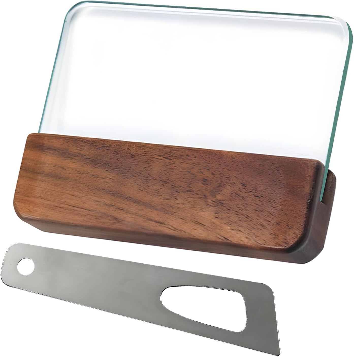 Glass Slicker and Painting Glue Scraper Set, Leathercraft Glass Slicker for Burnishing Leather Burnisher with Walnut Handle Glass Burnisher Professional Block Smoothing Tool Glue Smears Spreader