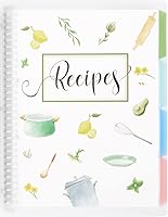 SOLIGT Extra Large Blank Recipe Notebook 9.6x12.5 Inch - Customizable Binder Holds 240 Recipes, 8 Dividers, 24 Tabs