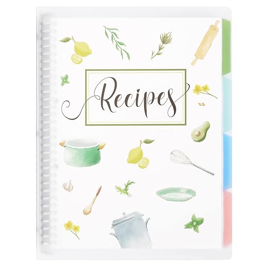 Recipe Book to Write in Your Own Recipes, 8.5" x 11" Personal Blank Recipe Notebook, Removable Hardcover Recipe Journal Book Binder with 8 Dividers and 24 Tabs, Hold up to 240 Recipes