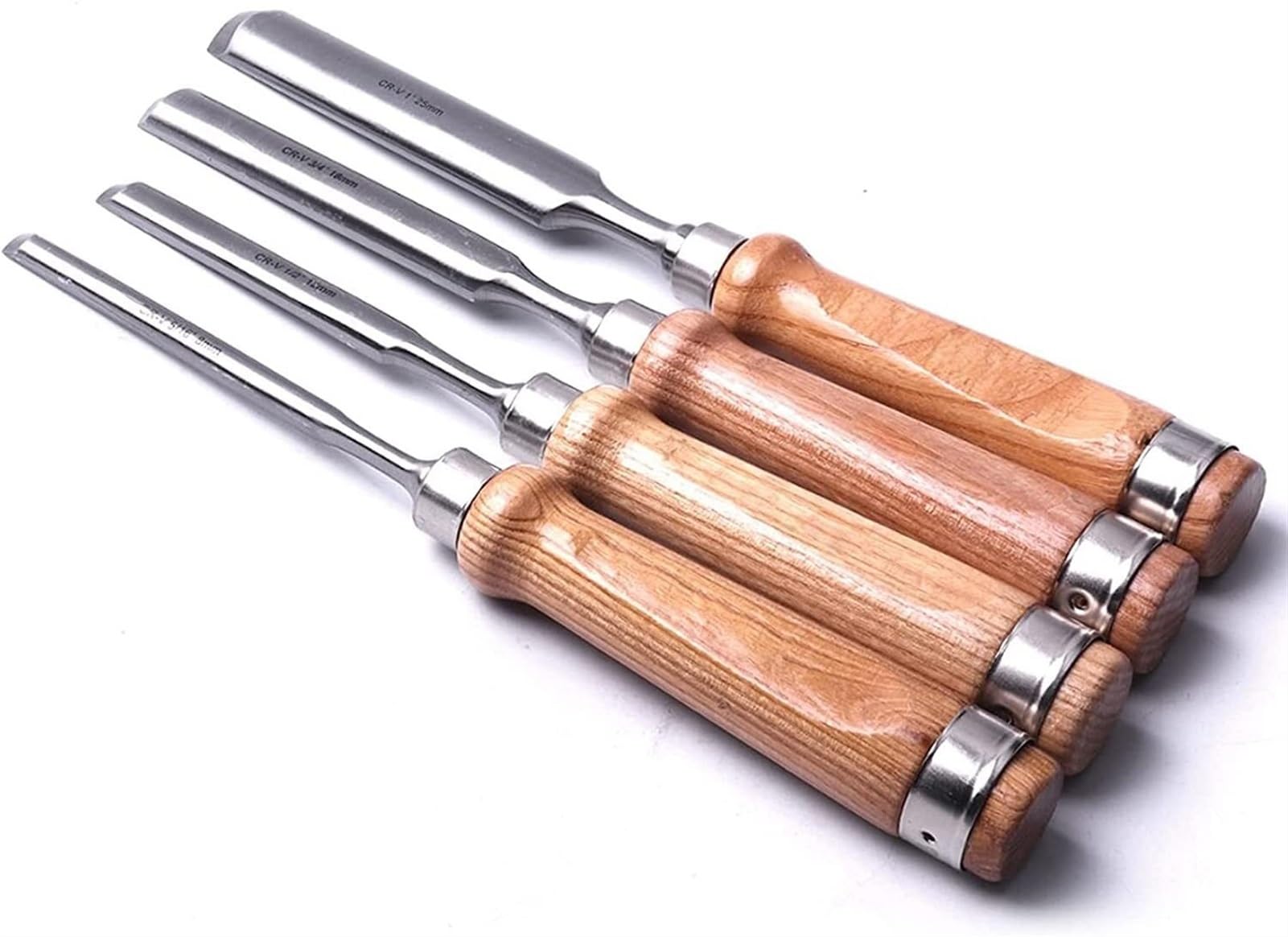Carpenter Carpenter Carpenter Firmer Gouge Stolarskie dłuto do drewna, zestaw 4 okrągłych dłut do rzeźbienia w drewnie, ostrze ze stali chromowo-wanadowej, dłuta do narzędzi, narzędzi tokarskich