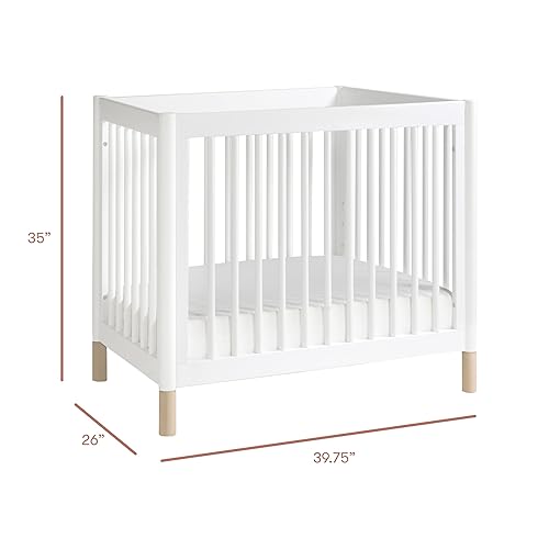 Miniatura 3 de Babyletto Gelato - Mini cuna convertible 4 en 1 en blanco y natural lavado certificado Greenguard Gold Washed Natural / Black, Blanco y natural