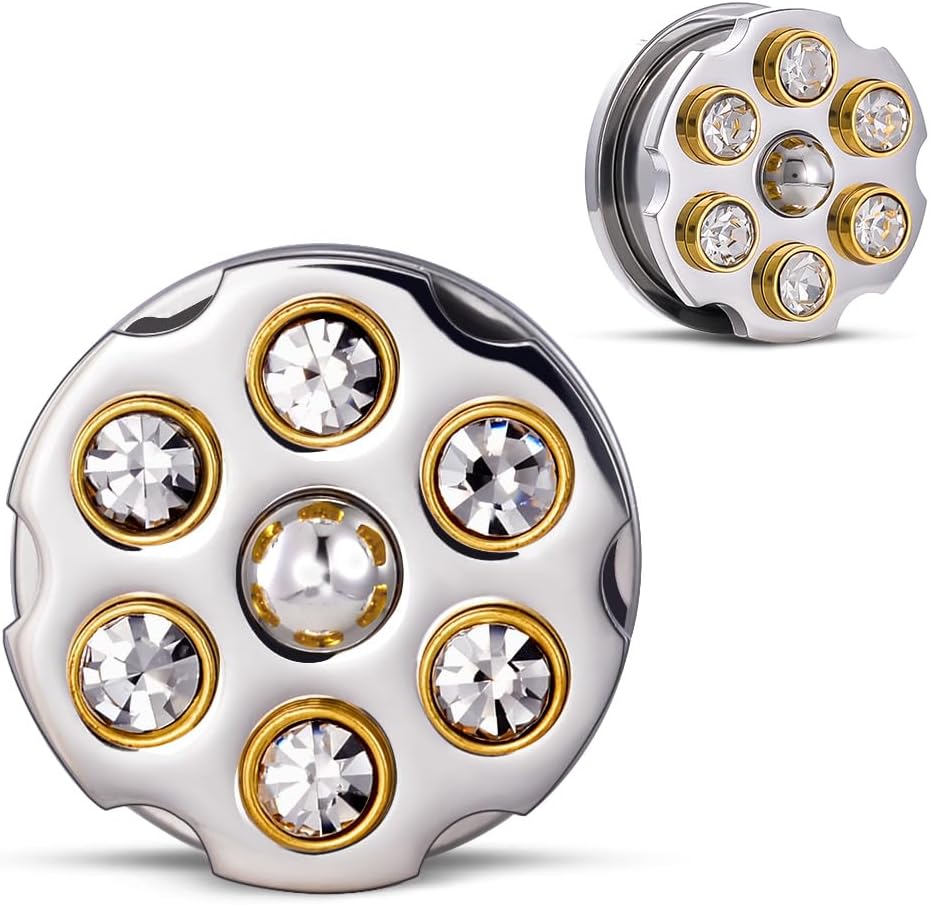 ERKUOO 2PCS Revolver Ear Gauges Creative Ear Plugs Tunnels Stretchers Piercing Expander Hangers Earrings