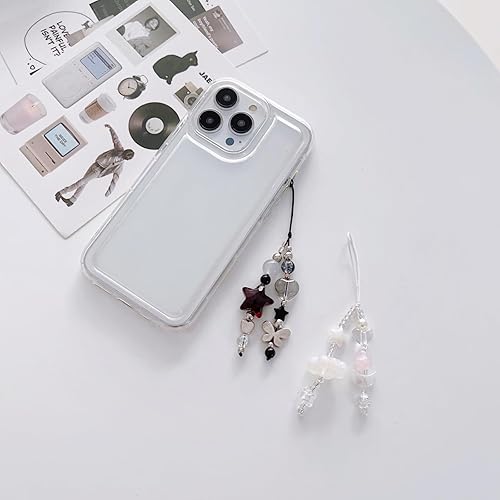 Miniatura 4 de SZXYCZL 2 dijes con cuentas para teléfono, Y2K, lindas nubes brillantes, luna y estrella oscura, mariposa de metal, antipérdida, decoración para