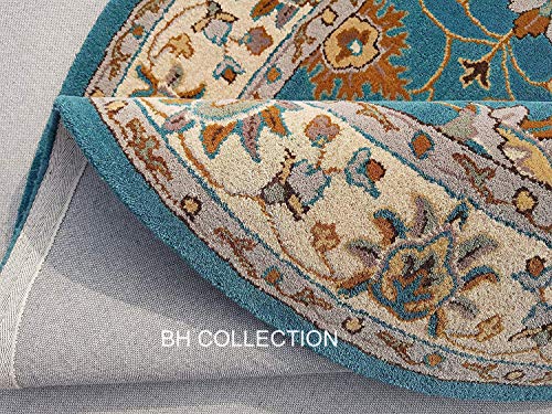 Image of Classical Look Handmade Round Carpet with Super Soft & Pure Woolen Carpet for Your BEDROOMS & Living Room with 1 INCH Pile Height 4 X 4 FEET (120x120 cm) Multi