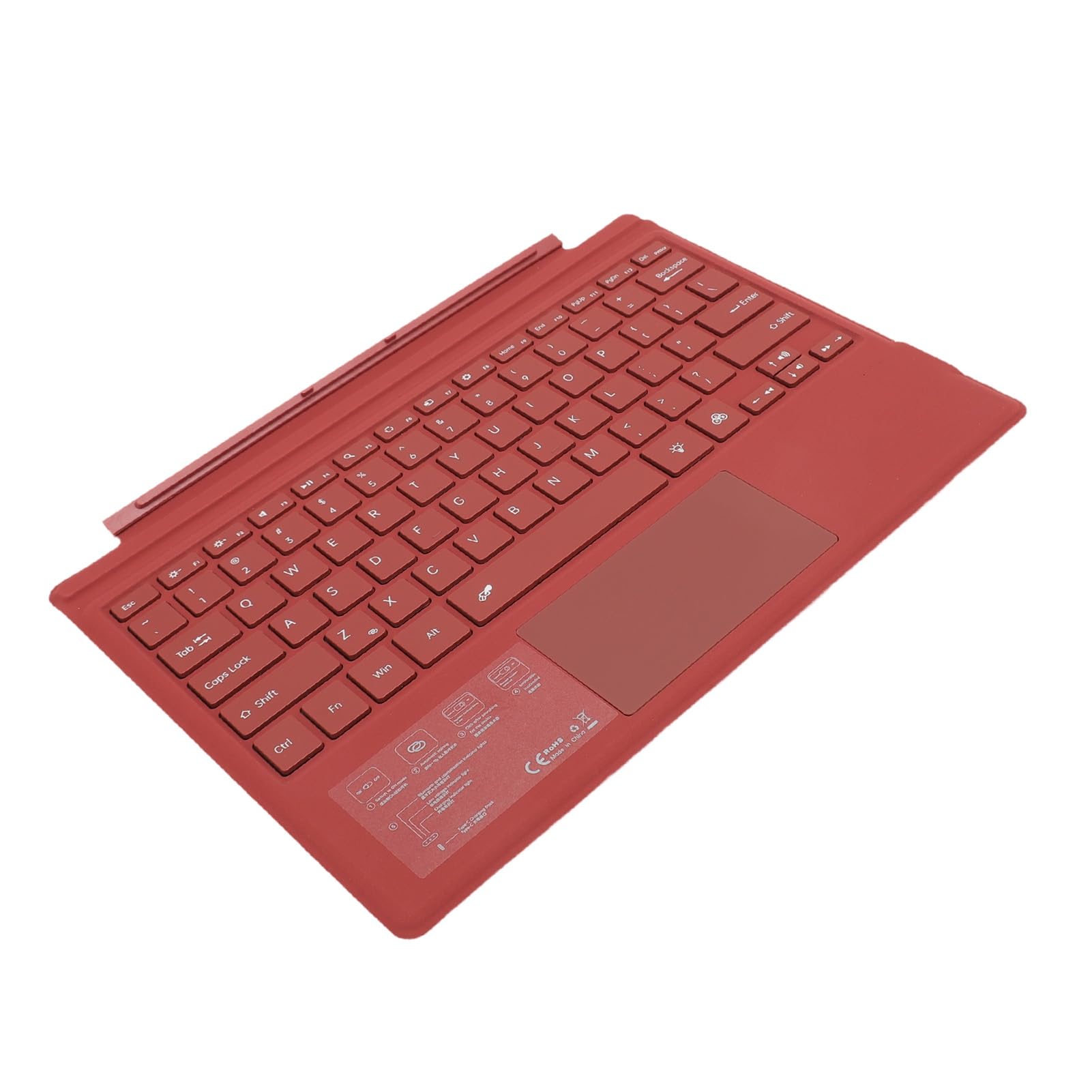 Tastiera Bluetooth Wireless con Retroilluminazione Colorata e Multi Touchpad Magnetic Design per Tab Pro 4 5 6 7 7+ (rosso)