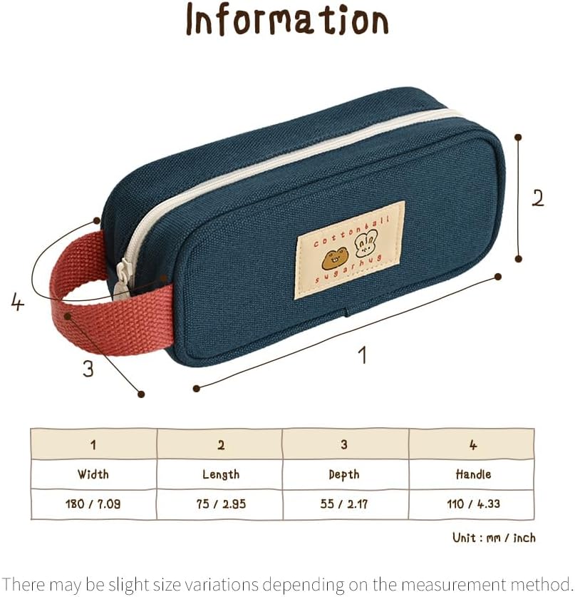 Monolike Unmatched Friends Butter Pencil Case, Navy - Structured Square Desk Organizer, Large Capacity Aesthetic Stationery Pouch & Makeup Brush Bag image 2