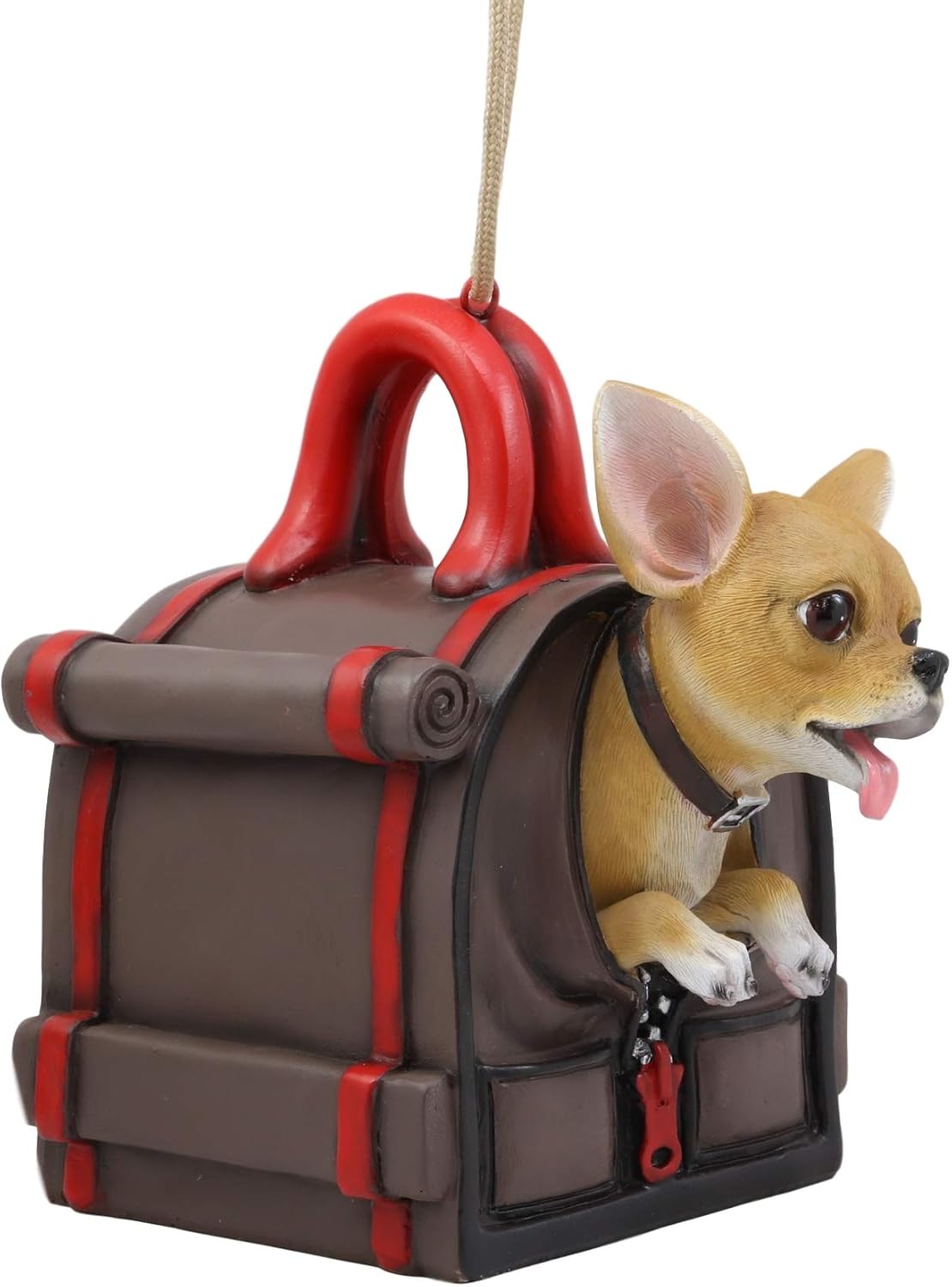Ebros Whimsical Adorable Realistic Teacup Chihuahua in Dog Purse Handbag Bird Feeder Branch Hanger with Hanging Ropes Decorative Figurine Bird Feeders for Outside Patio Garden Statue Sculpture Pets
