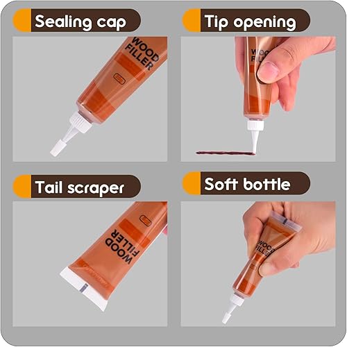 Miniatura 5 de NADAMOO - Kit de reparación de muebles de madera para reparación de arañazos de madera, kit de retoque de muebles, cubierta de superficie de