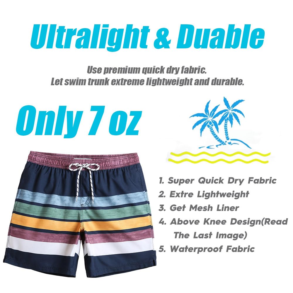 MaaMgic Pantaloncini da Bagno da Uomo Asciugatura Veloce Costume da Bagno per Surf sulla Spiaggia Multi-funzioni Allenamento casa con Fodera in Mesh con Fodera in Mesh
