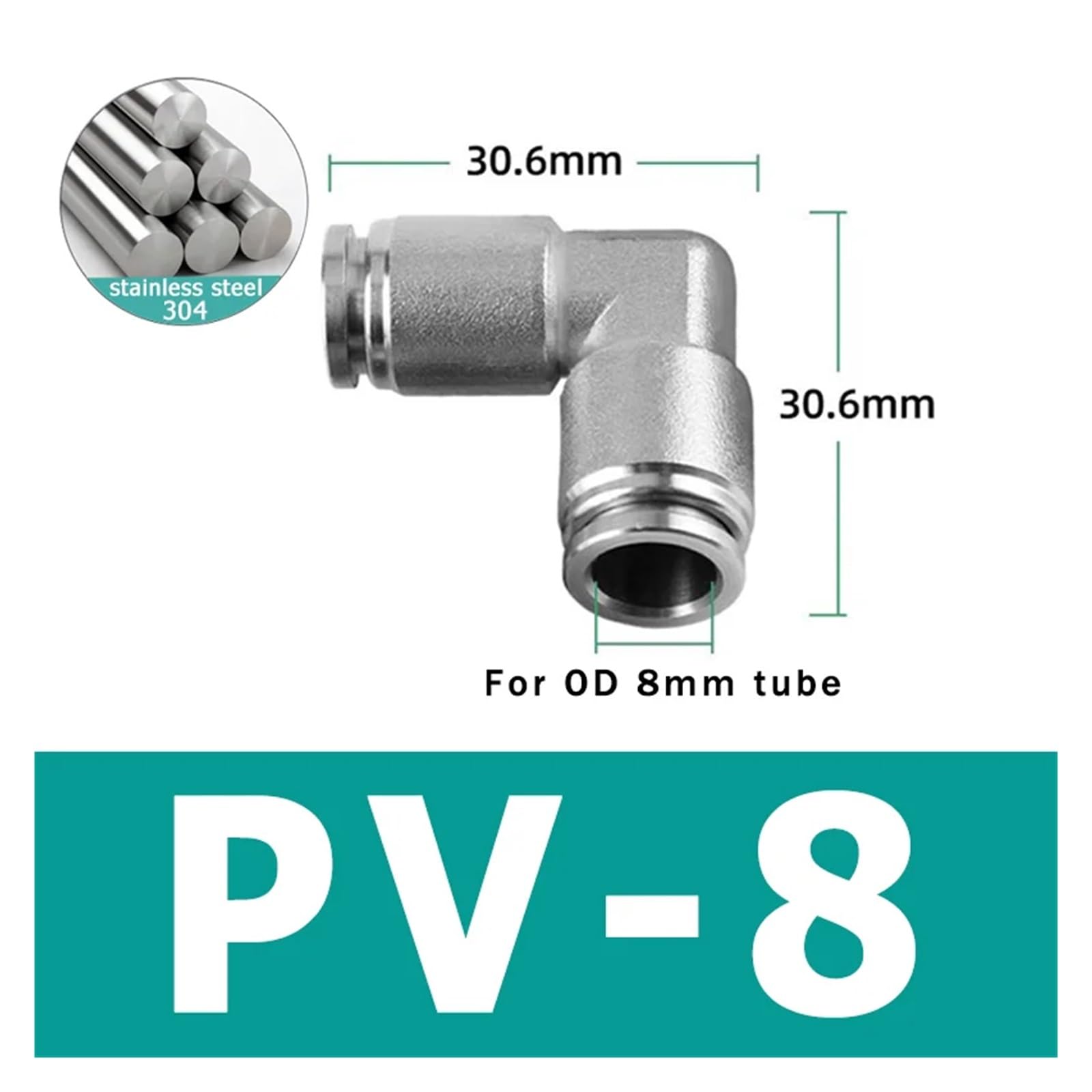 10 pezzi PU PV PE PY 304 acciaio inossidabile metallo pneumatico attacco rapido 4 6 8 10 12 mm raccordo tubo aria connettore(PV-8)