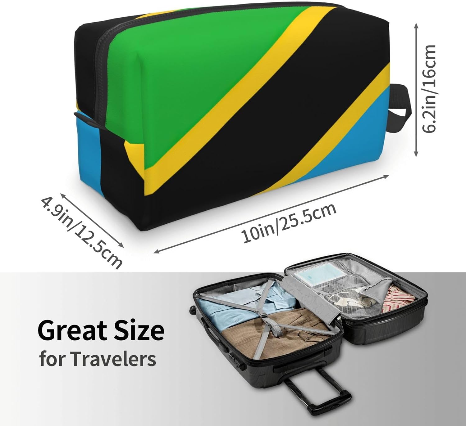 Tanzania Flag Print Large Capacity Travel Toiletry Bag for Women Men Cosmetic Pouch Daily Organizer image 4