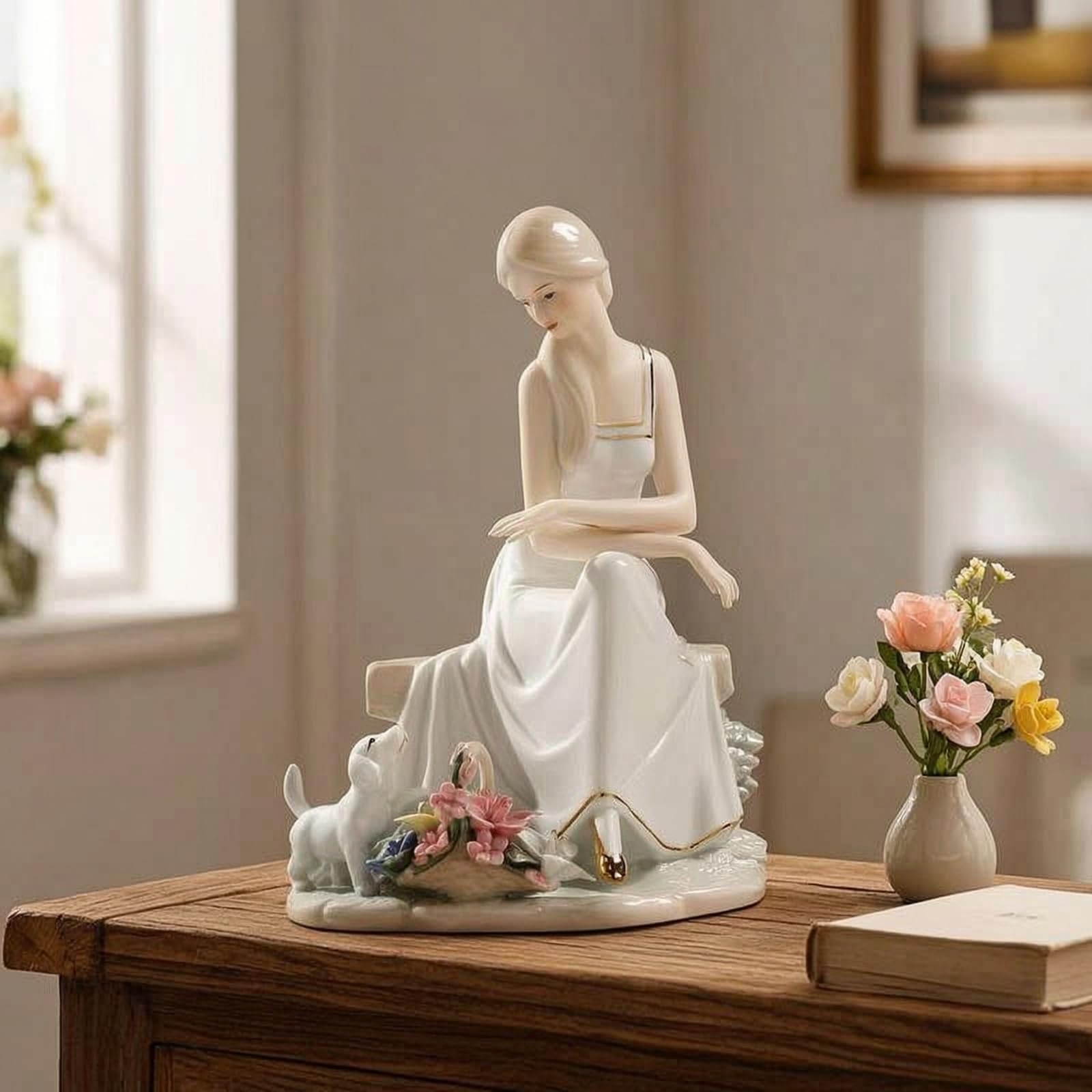 Qianly Figura Mujer con Clásico Figura Mujer y Realista Adorno para Coleccionistas, Vitrina