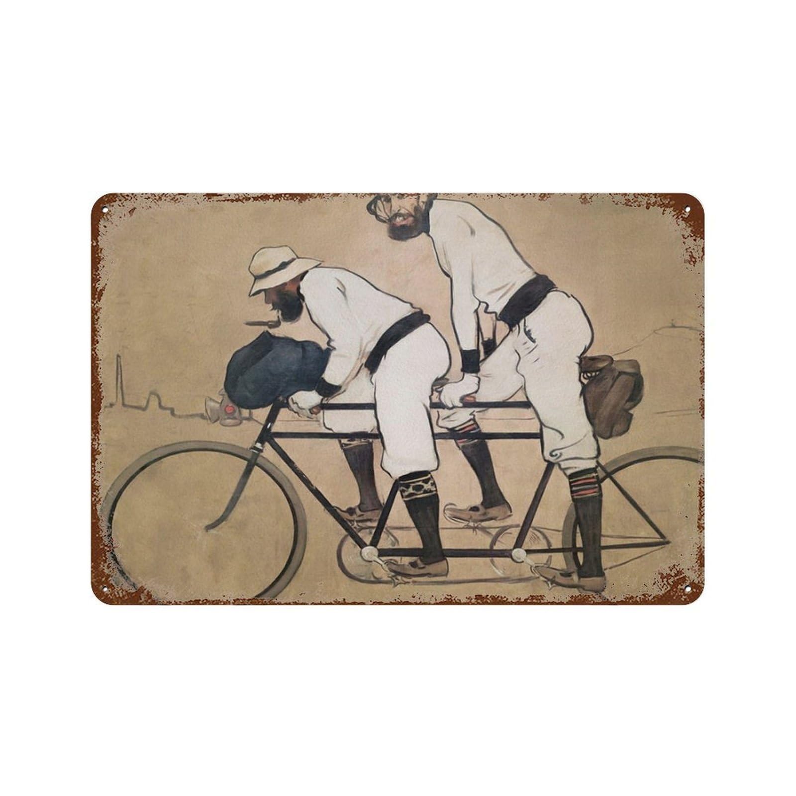 xiaoxiaoshen Ramon Casas Vintage Bicycle 19th Century Cycling Wall Decor Art Metal Tin Poster Modern Home Decor Art Home Bar Shop Decorations Vintage Sign 20x30cm