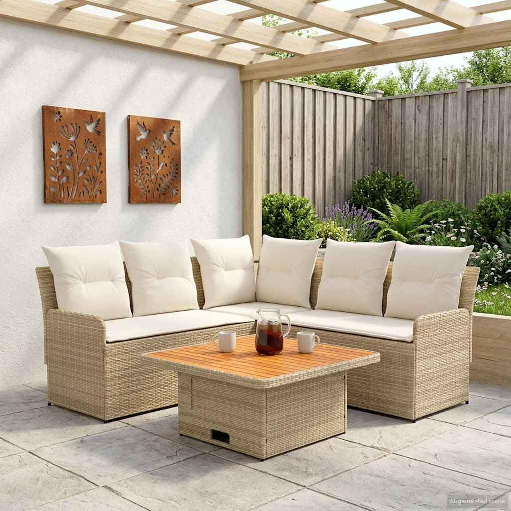 Genérico Juegos de Muebles 4 uds. Beige y Crema Ratán sintético,Mobiliario,Conjuntos de Muebles,90 x 90 x 68 cm-3422178