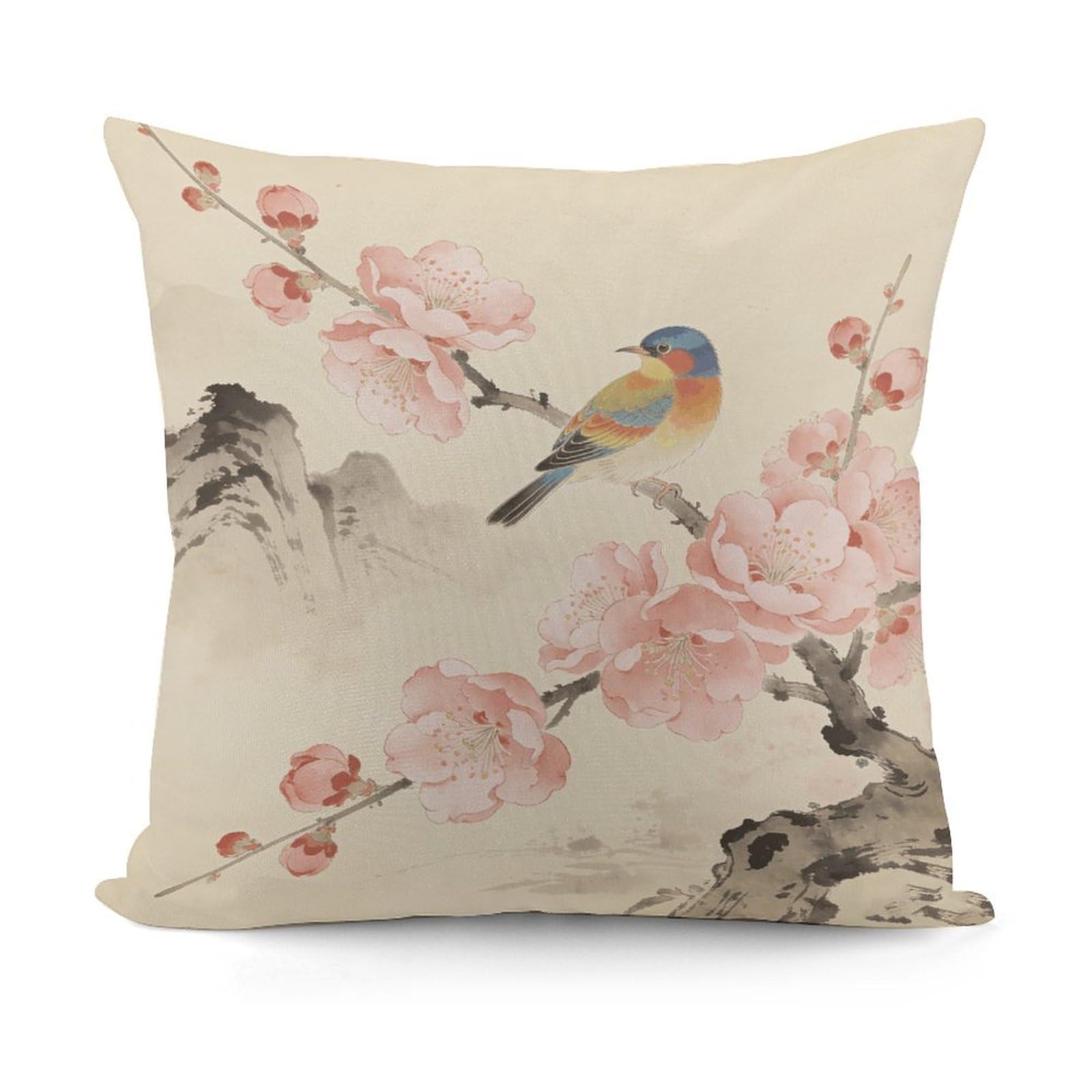 VstaDank Apricot Flowers Pillow Covers Soft Plush Decorative Square Pillow Cover Modern Breathable Pillowcases Pillowcase with Invisible Zipper 18x18 Inches for Sofa Living Room