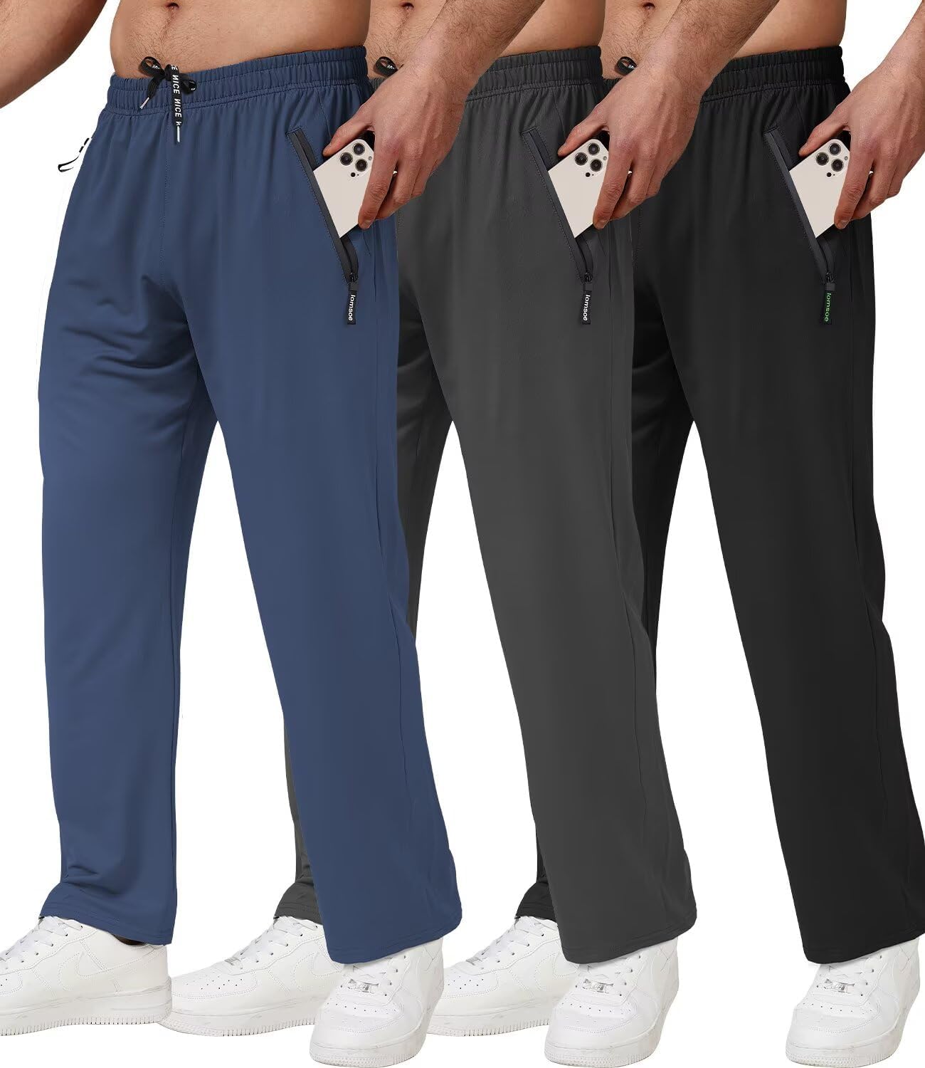 3 Pack Men's Athletic Pants with Zip Pockets, Lightweight Workout Sweat Pants Gifts...