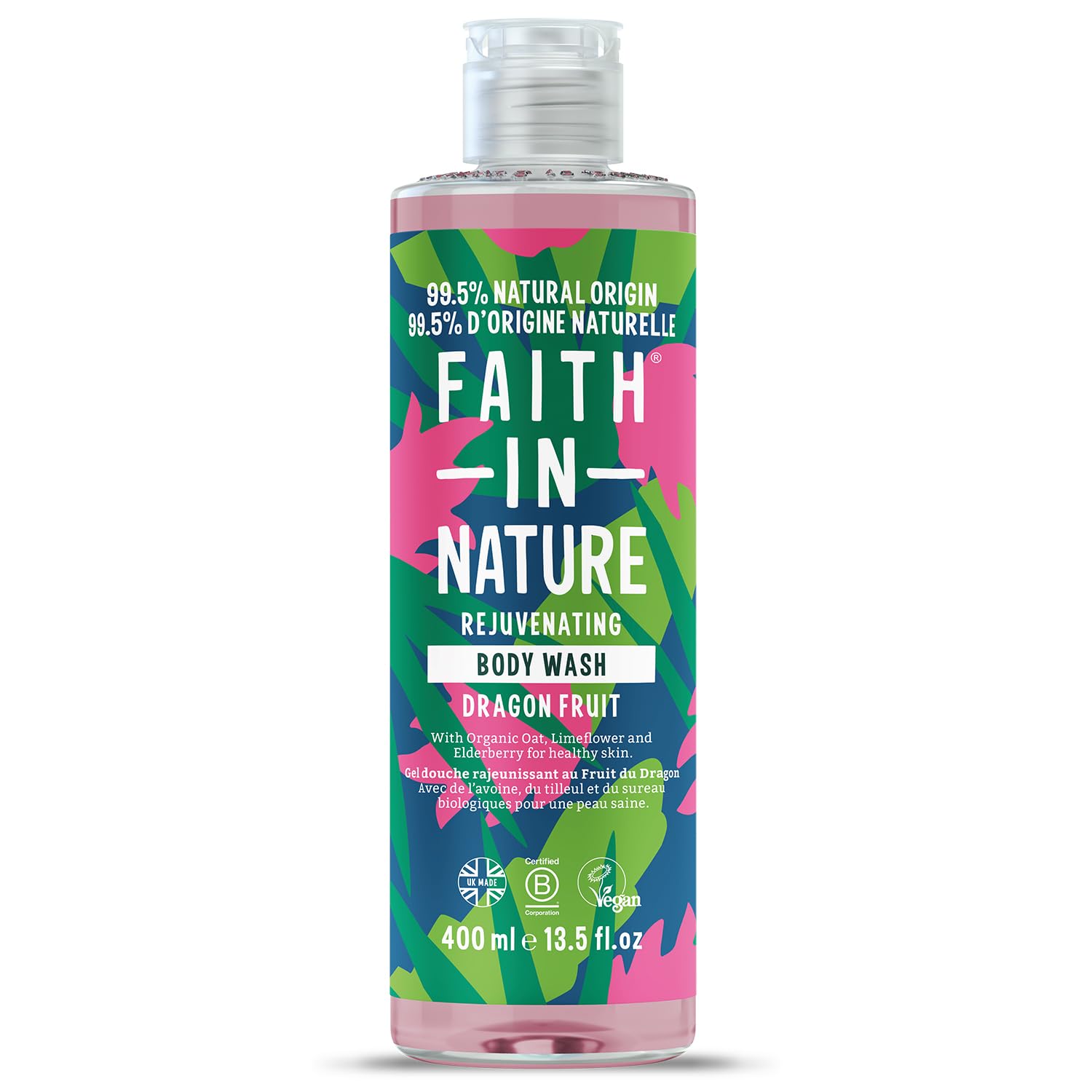 Natural Dragon Fruit Shower Gel, Revitalising, Vegan and Cruelty Free, No SLS or Parabens, 400 ml