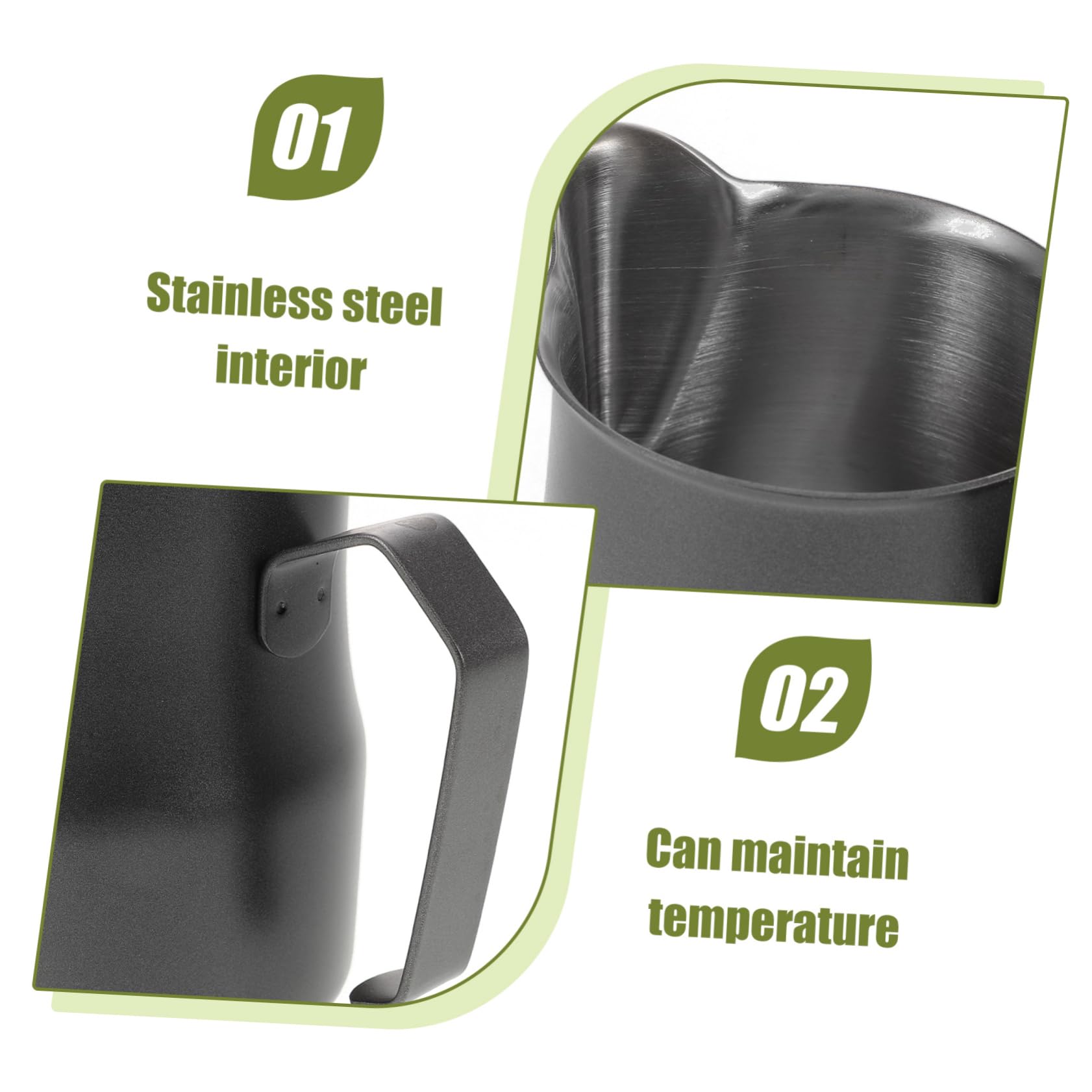Gadpiparty 2piezas Jarra De Leche Inoxidable Para Latte Espumador De Café Recipiente Para Espresso y Cappuccino Diseño Elegante Para Cafeterías y Doméstico