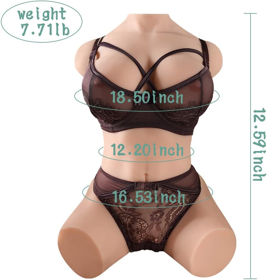 Sex Doll Male Masturbator, Jaspik Realistic Sex Doll Torso with 3D Buttock, Male Sex Doll with Tight Vaginal and Anal, Lifelike Adult Sex Toy for Men Masturbation