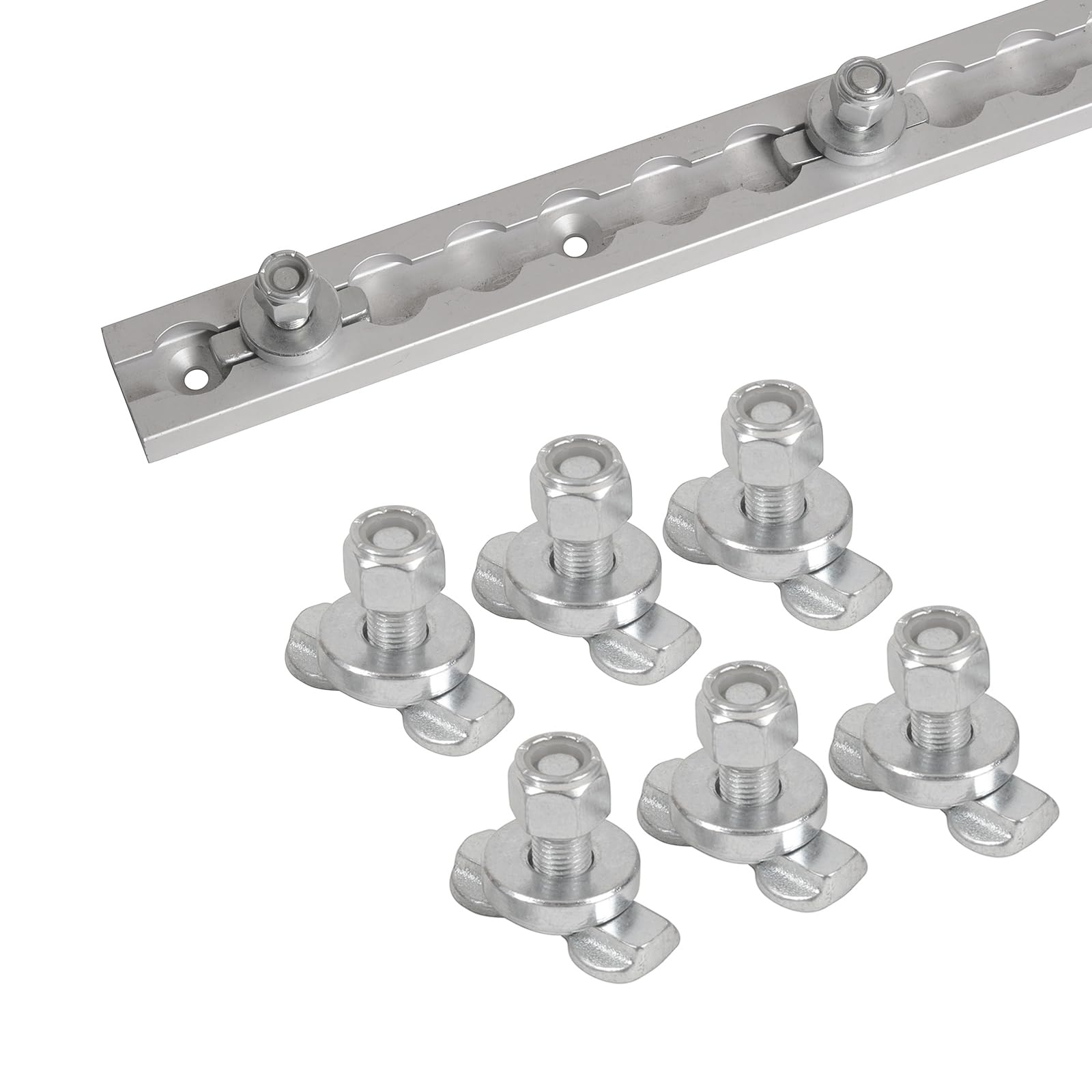 Oldbones L-Track Double Lug Threaded Stud with 3/8-24 UNC Thread - L-Track Rail Tie-Down Anchor for Enclosed Trailers, Cargo Vans & Aircraft, 6 Pack (Rail Not Included)