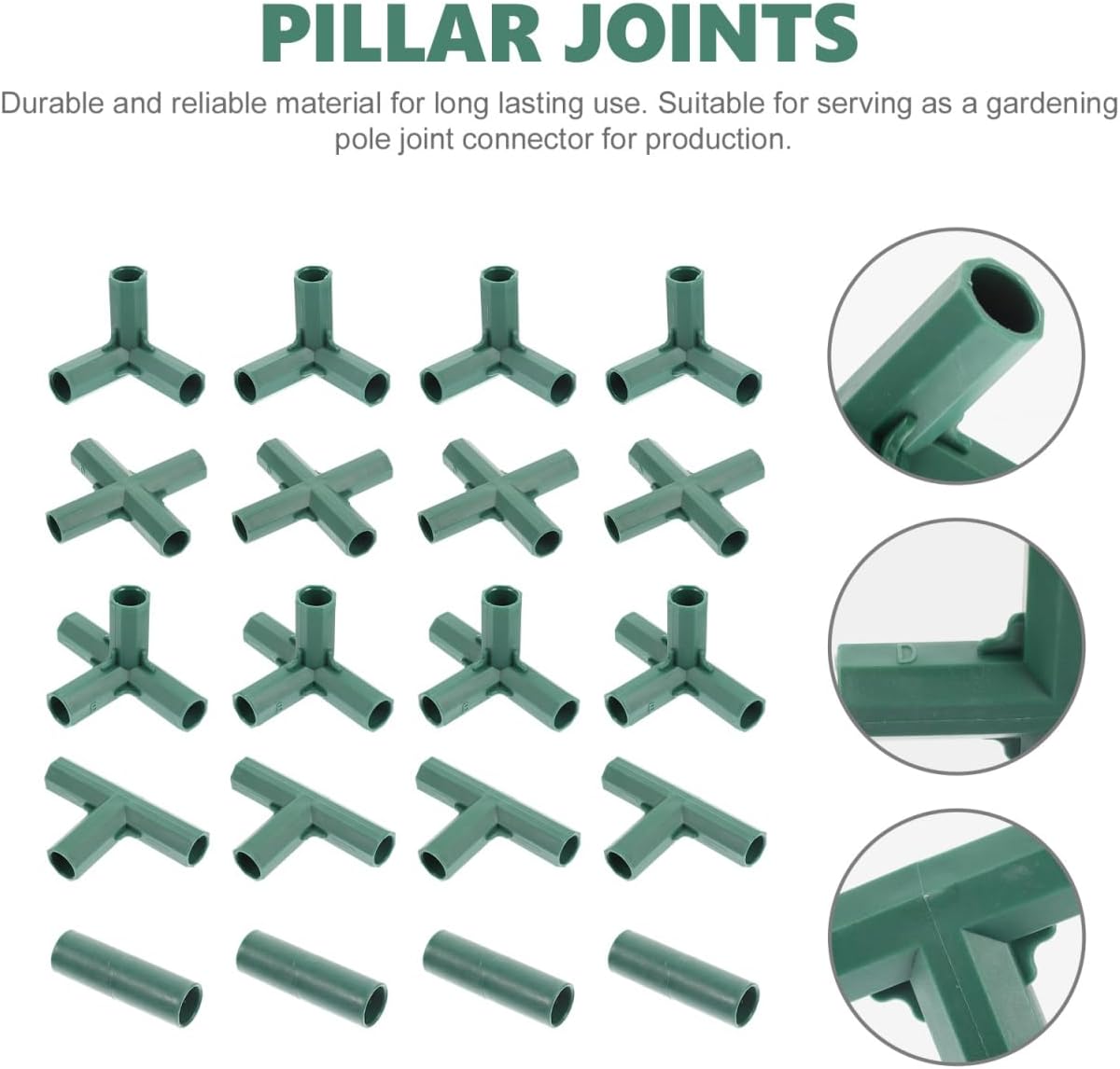 UPKOCH Greenhouse Frame Connectors, 20 Pack, 2.4 x 2.4 x 2.4 in image 5