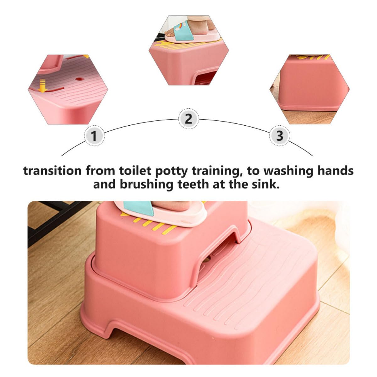 Escalón Infantil Antideslizante para Baño, Taburete Estable y Desmontable de PP y TPE, Adecuado para Uso Diario en Cocina y Baño