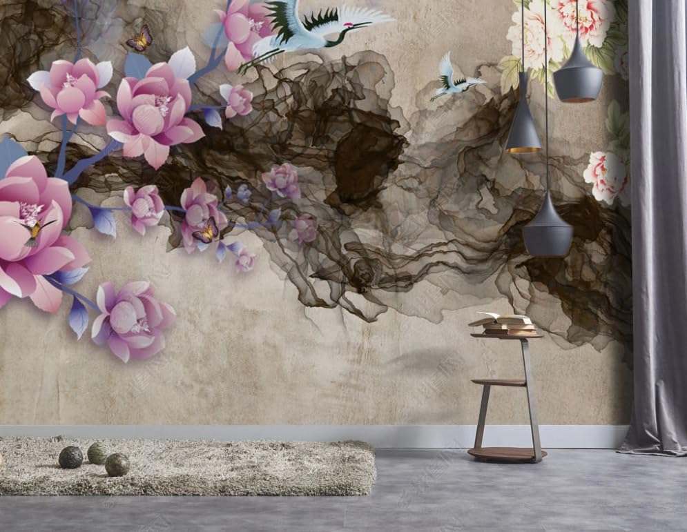 Papier peint intissé fleurs abstraites poster mural géant salon et séjour