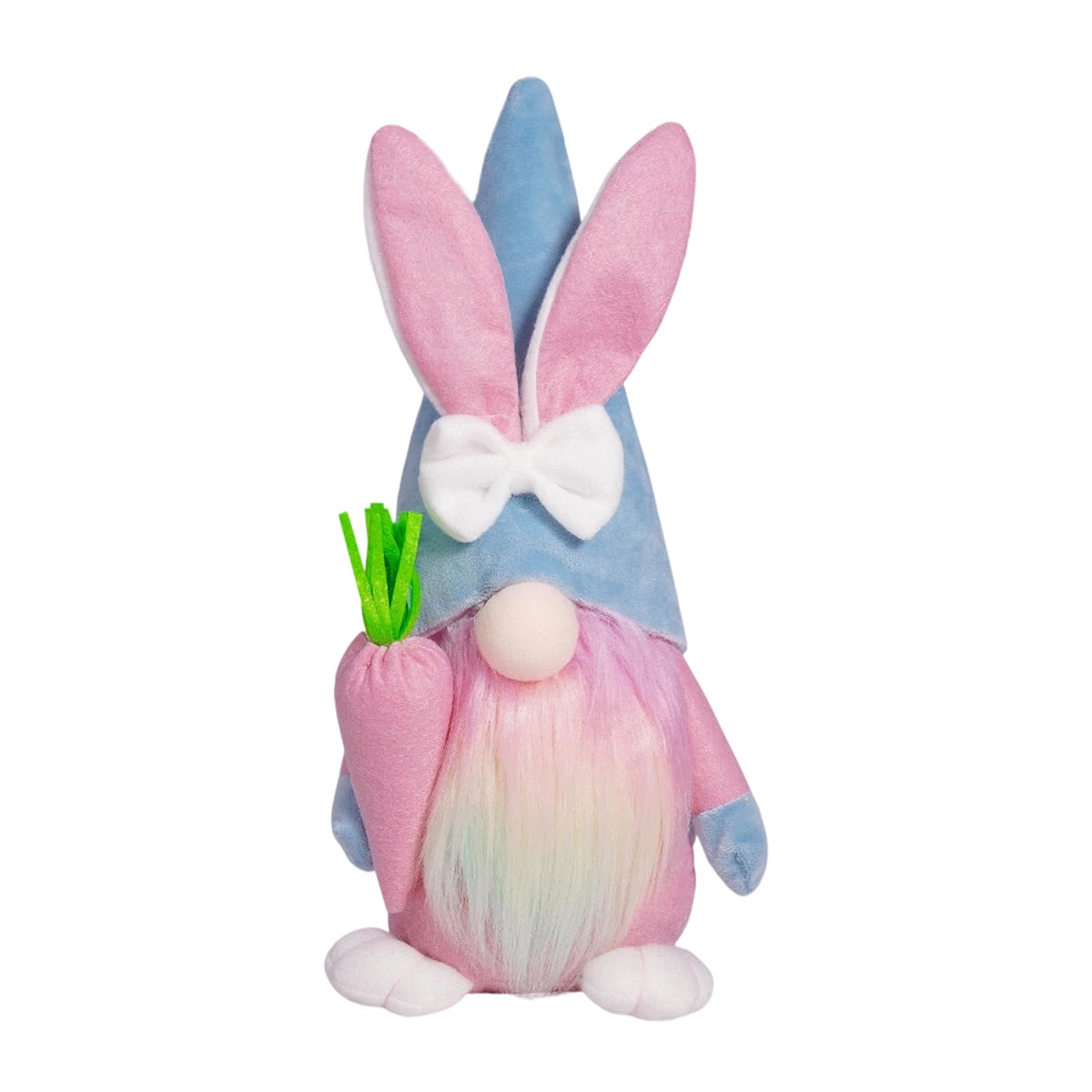 hogtnd Fabric Easter Rabbits Eggs Decoration Statue for Family Holiday Use Elegant Face Less Dwarf Doll Ornament Fabric Figurine