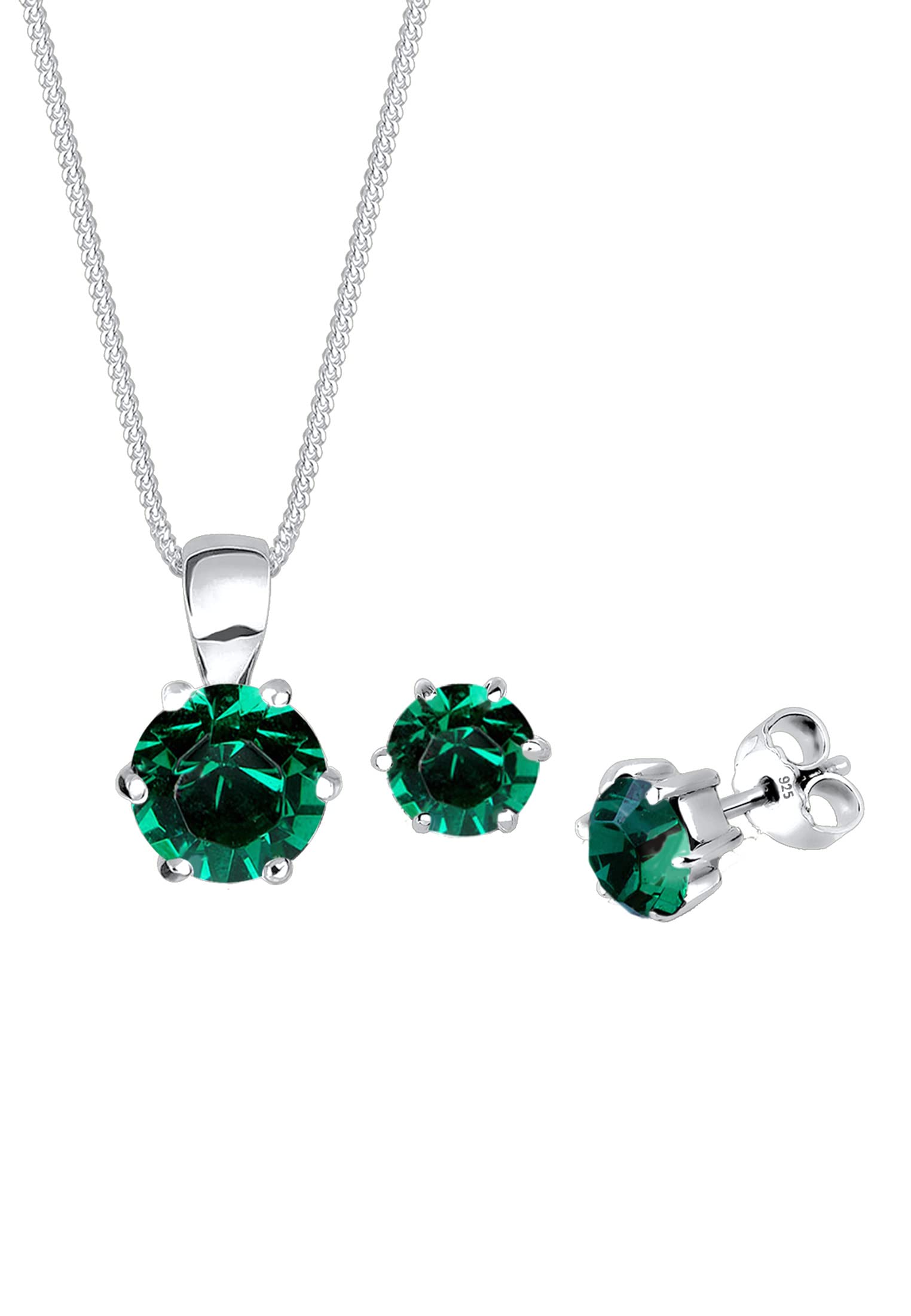 Elli Women's 925 Sterling Silver Xilion Cut Elements Jewellery Set Necklace Length of 45 cm