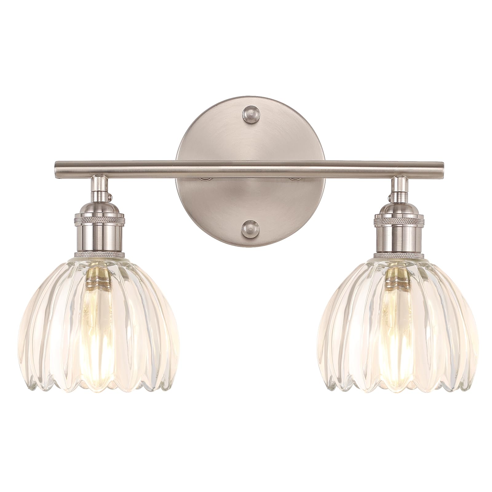 Shenmoyl Bathroom Light Fixtures, 2-Light Vanity wall Light Over Mirror with Clear Tulip Glass Shade for Bedroom Living Room (Bulb Not Included),