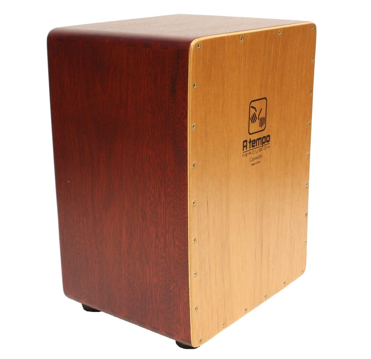 A Tempo Dos Voces Cajon Drum - Brown Wood Cajon With Two Playing Surfaces & Gig Bag
