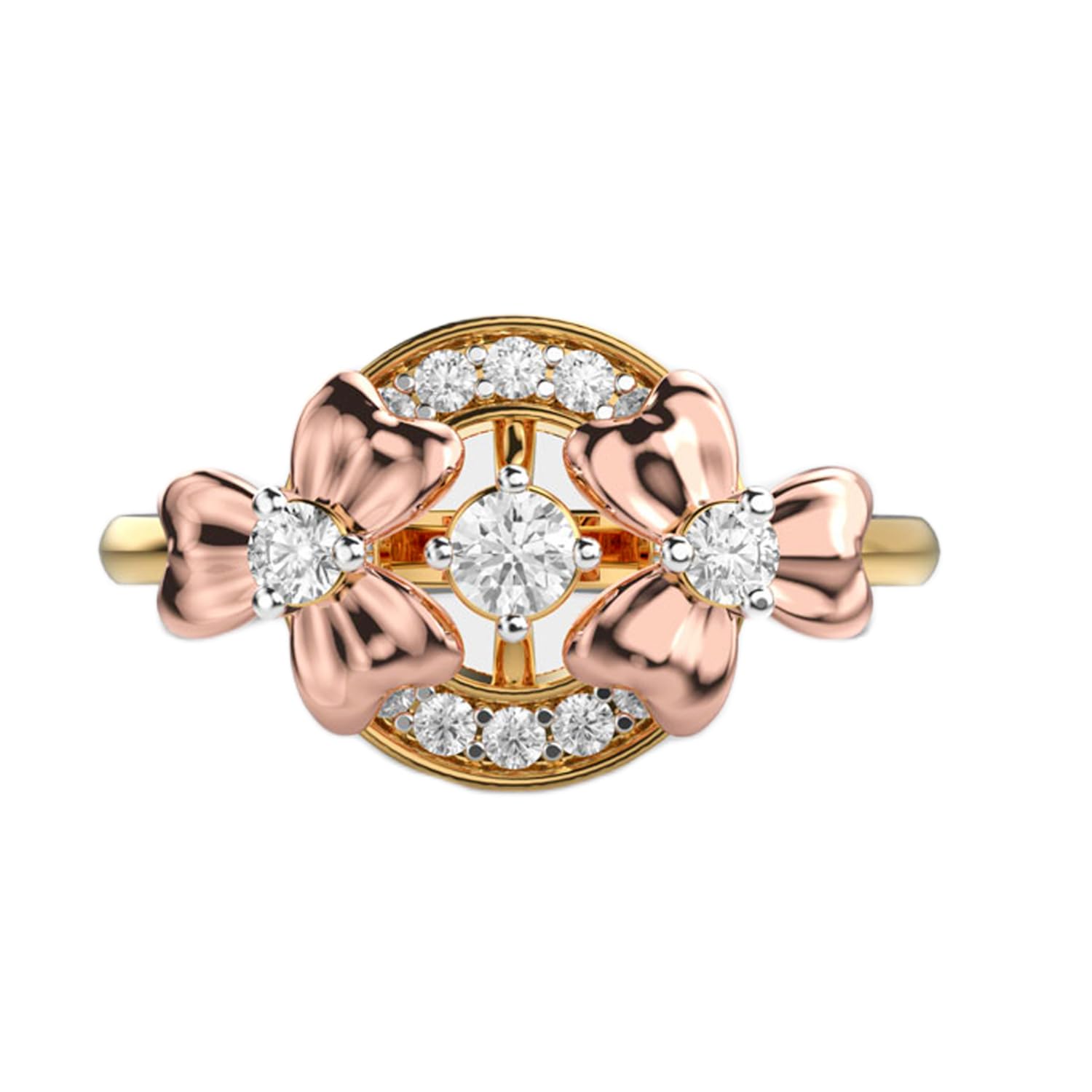 Anello solitario in argento sterling 925 con trifoglio fantasia | placcato oro rosa | con moissanite, anelli di lusso fatti a mano di forma rotonda per donna | LKJR_0572
