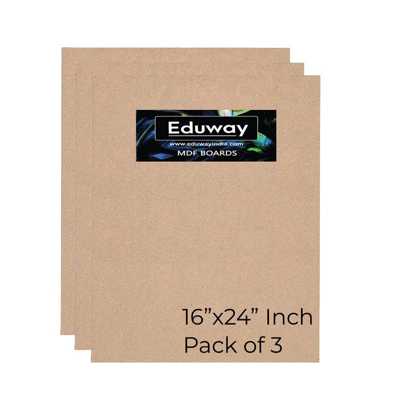 Eduway® 16x24 Inch MDF Board Wood Sheet for Mandala , Lippan, Resin Art & Craft, 4mm Thick, Pack of –3 - Premium Cardboa