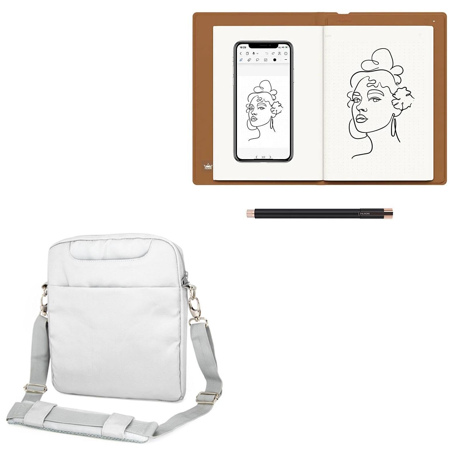 BoxWave Case Compatible with Huion Note - Encompass Urban Bag, Over Shoulder Messenger Straps Handle Bag Pockets - Cool Grey