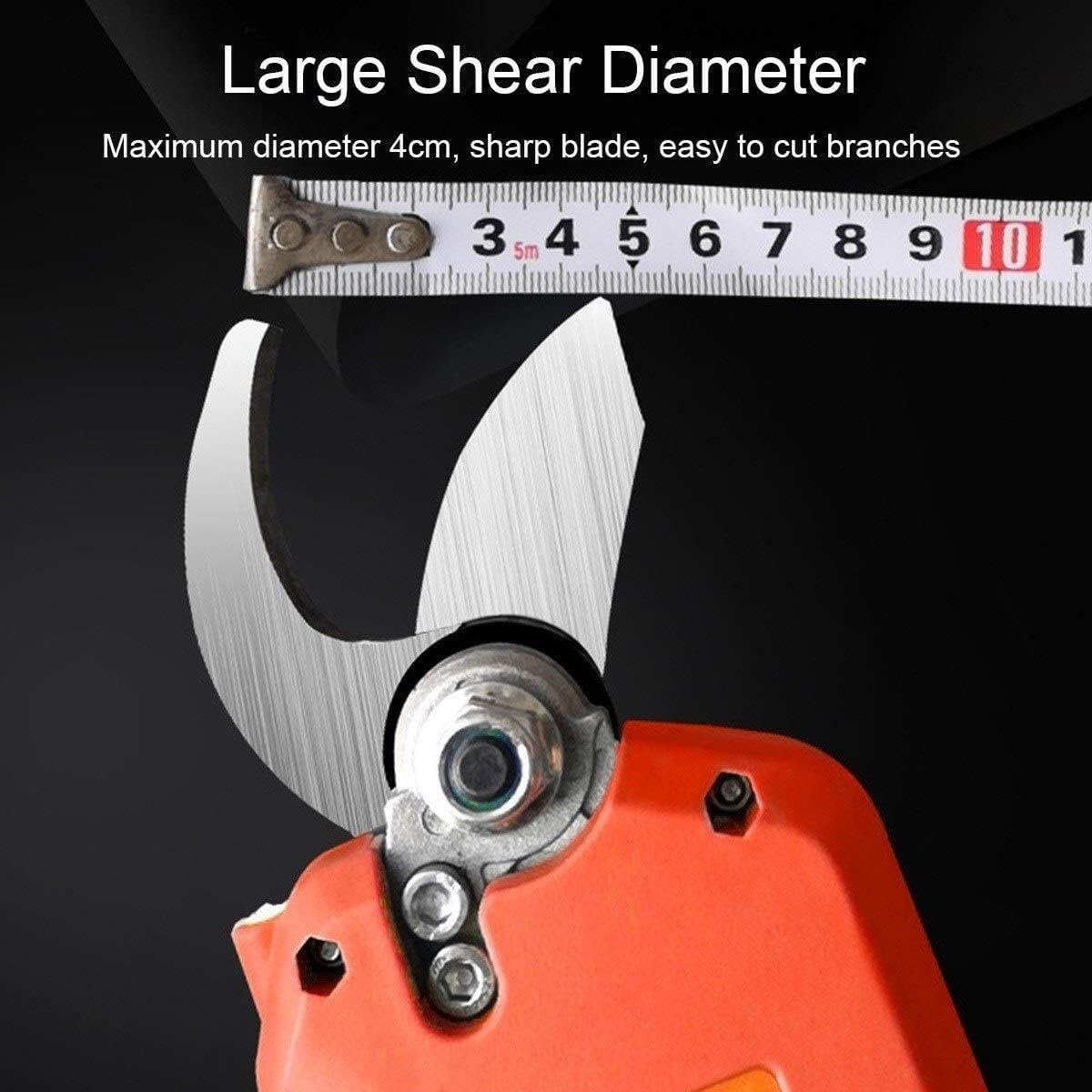 Electric Pruning Shears Cordless Rechargeable Scissors, 40mm Max Cutting Diameter, 21V Li-Ion Battery, Garden Pruners with 1 or 2 Batteries(2xBatteries) (Orange 2xBatteries)