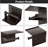 Vista 20 de Tindbea Toilet Paper Holder with Phone Shelf + Towel Robe Hooks, Adhesive or Screw Wall Mounted Toilet Paper Roll Storage, Stainless Steel Bathroom