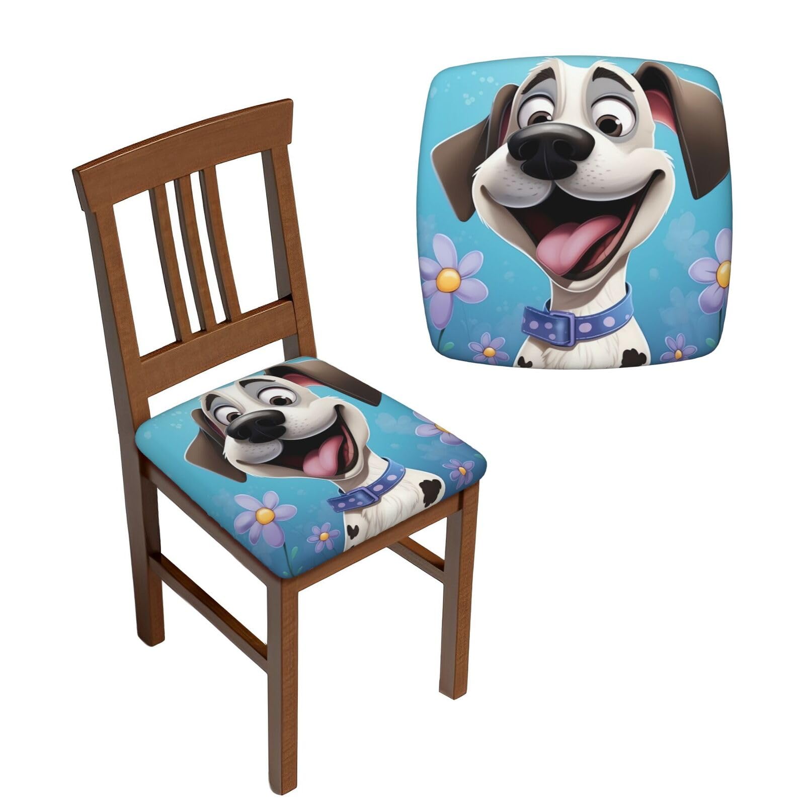 NONHAI 4PCS Dining Chair Seat Covers Set Dog Stretch Removable Chairs Covers Washable Seat Cushion Slipcovers Protector for Dining Room Kitchen Chairs