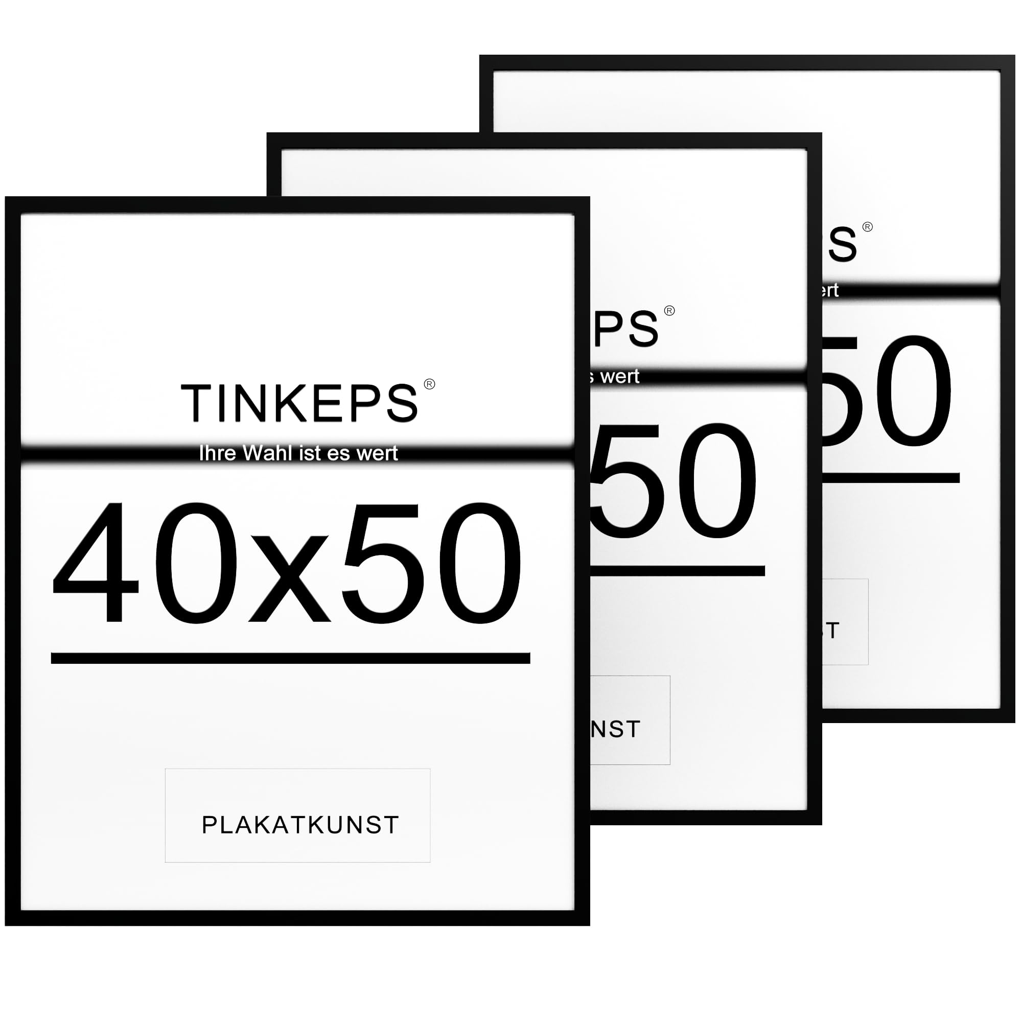 Tinkeps 3er Pack Bilderrahmen 40x50 cm Schwarz, Bilderrahmen 50x40 Hergestellt aus Holzwerkstoff, Rahmen 50 x 40 cm ideal für Fotos, Bilder, Poster