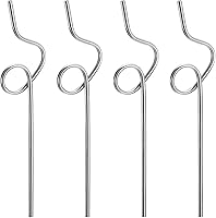 Vista 1 de uxcell 4 popotes de metal reutilizables, de acero inoxidable con forma rizada de 10.6 pulgadas para beber jugo, bebidas, bebidas frías