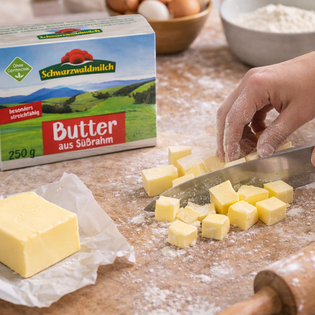 Schwarzwaldmilch Süßrahmbutter 250g – Besonders mild & streichzart, ohne Gentechnik, ideal für Brot, Backen & Kochen, 4 Packungen á 250 g