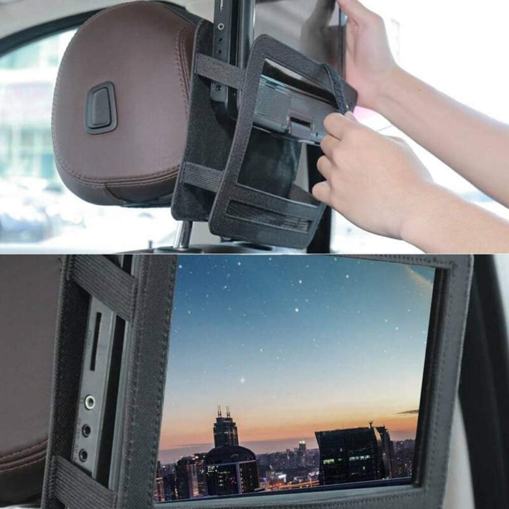 Riloer Sunwan Support de fixation pour appuie-tête de voiture, 3 tailles pour tablette, lecteur DVD, lecteur DVD portable pivotant et rabattable (25,4 cm, noir)
